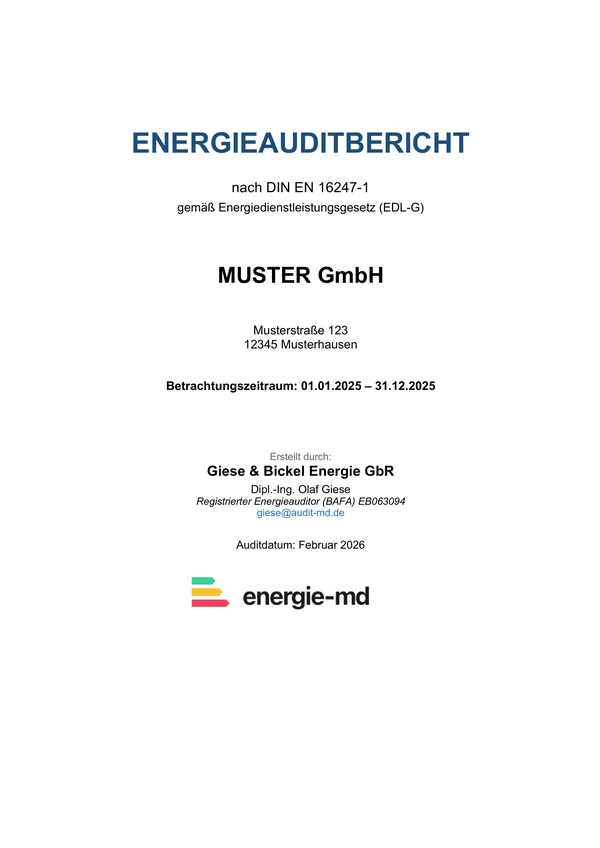 Beispielauszug aus einem Energieauditbericht nach DIN EN 16247